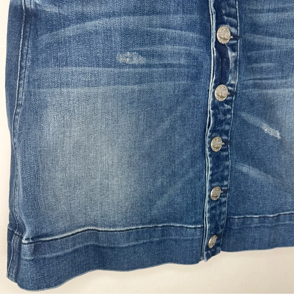 Anthropologie McGuire Button Front Denim Jean Skirt Women’s 26 Distressed Preppy